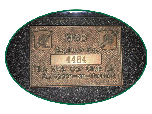MGB Register Plaque