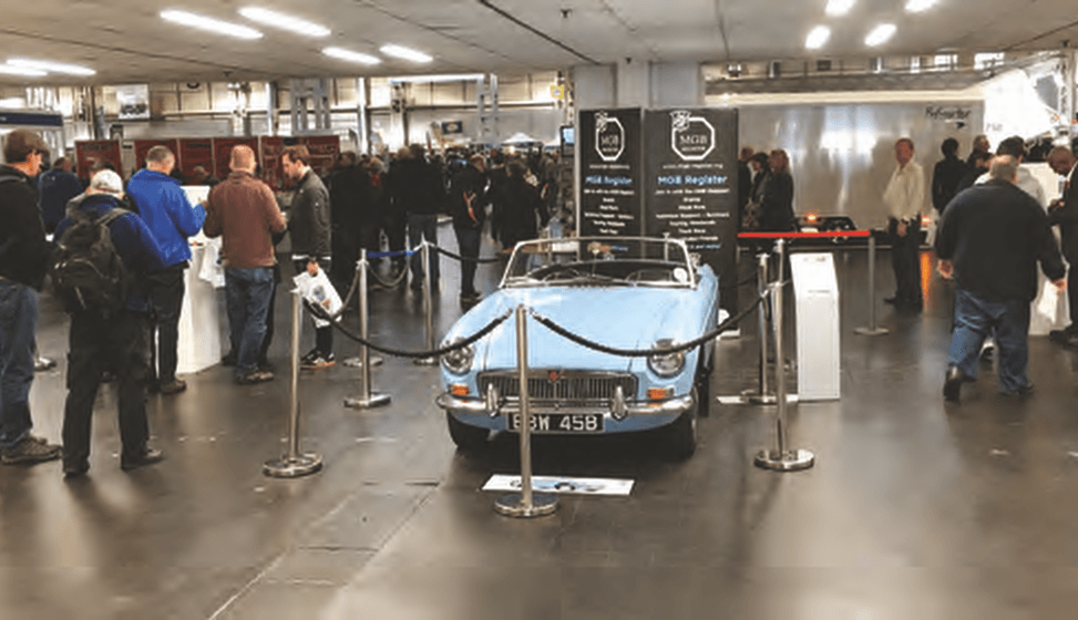 MGB Register welcomes visitors to Hall 3 at the Classic Car Show MGB Register welcomes visitors to Hall 3 at the Classic Car Show
